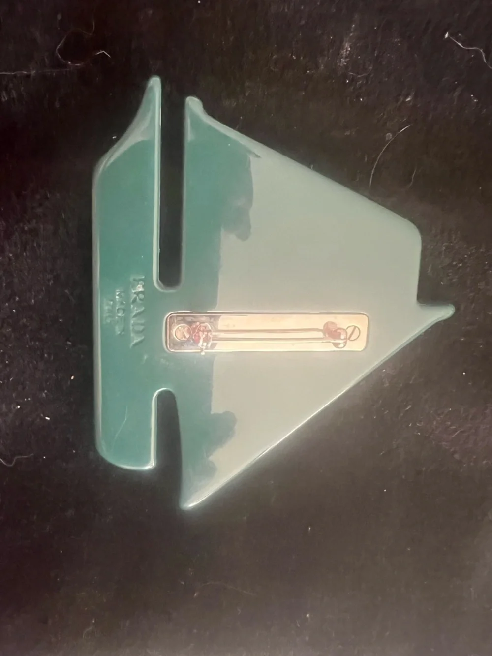 Vintage Prada Geometric Yellow & Brown Leather Accent Pin - Picture 3 of 4